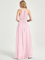 Blush Wrap Chiffon Bridesmaid Dress - Eliza