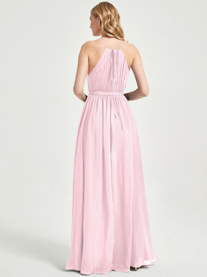 Blush Wrap Chiffon Bridesmaid Dress - Eliza