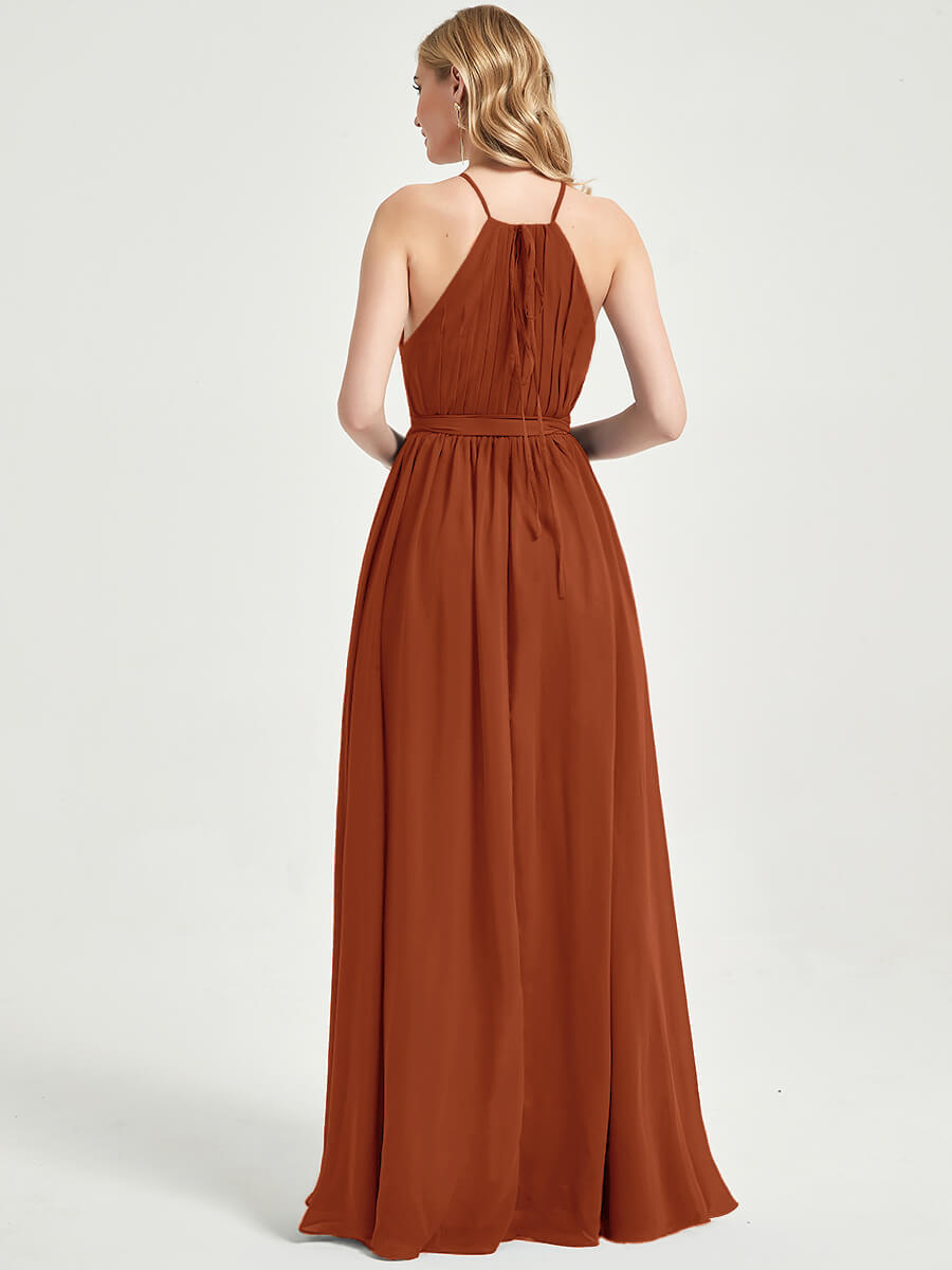 Eliza Floor length chiffon fabric bridesmaid dress