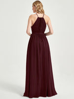 Burgundy Wrap Chiffon Bridesmaid Dress - Eliza