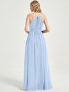 Cornflower Blue Halter Slit Wrap Chiffon Bridesmaid Dress Floor Length