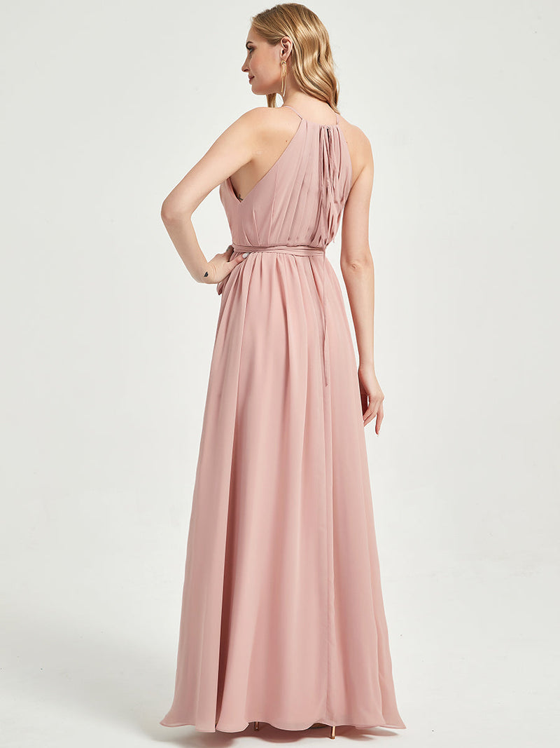Eliza Floor length dainty keyhole bridesmaid dress