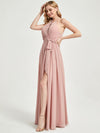 Eliza - Floor length chiffon and a dainty keyhole with flirty center slit Bridesmaid Dress