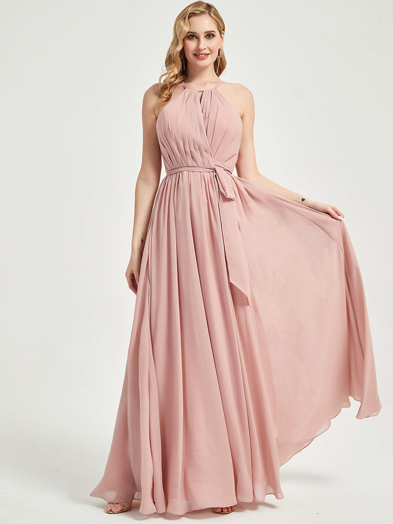 Eliza Floor length high neck bridesmaid dress