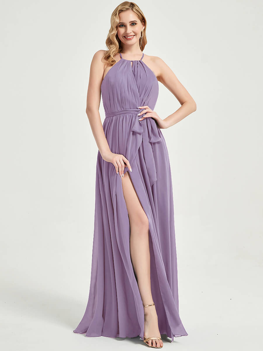 Eliza Floor length chiffon fabric bridesmaid dress