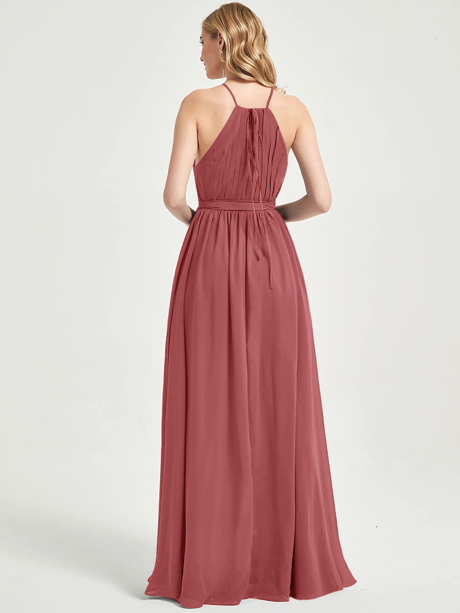 Eliza Floor length chiffon fabric bridesmaid dress