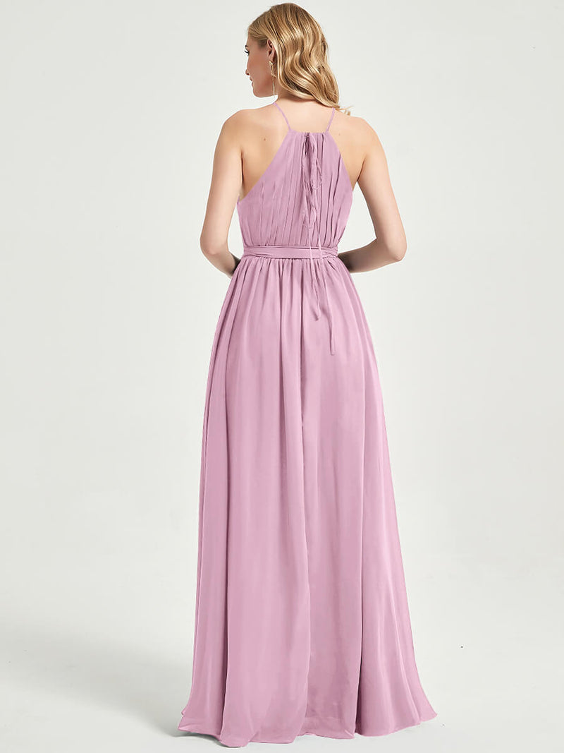 Floor length dainty keyhole bridesmaid dress Eliza