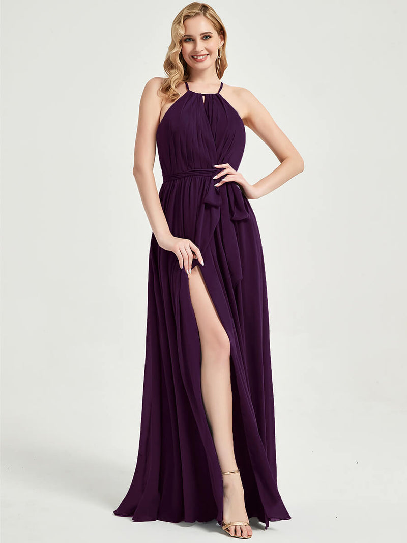 Eliza Floor length chiffon fabric bridesmaid dress