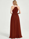 Rusty Red Wrap Chiffon Bridesmaid Dress - Eliza