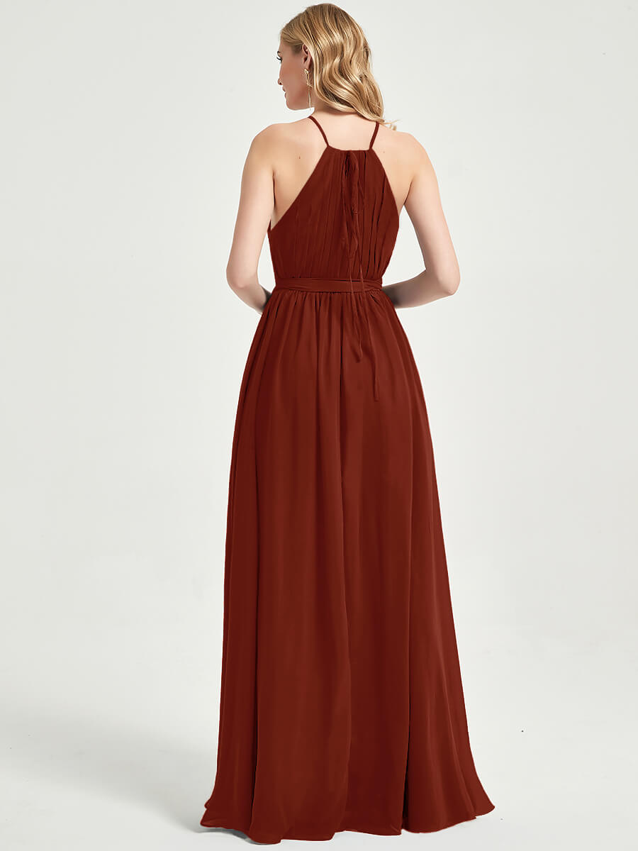 Eliza Floor length chiffon fabric bridesmaid dress