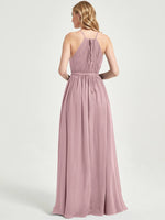 Floor length dainty keyhole bridesmaid dress Eliza