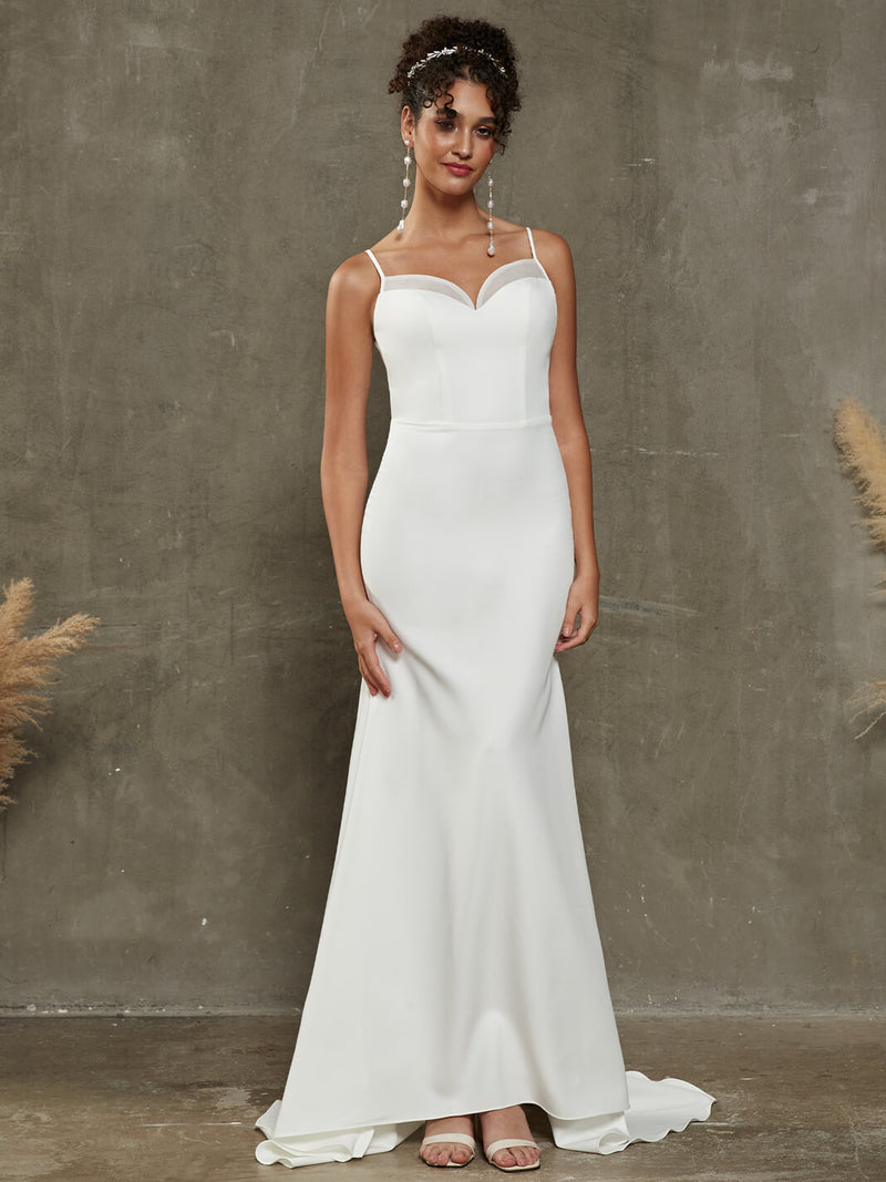 NZ Bridal Diamond White Crepe Sweetheart Mermaid Wedding Dress with Train Eva