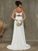 NZ Bridal Diamond White Crepe Sweetheart Mermaid Wedding Dress with Chapel Train-Eva