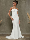 Diamond White Double FDY Mermaid Wedding Dress with Chapel Train Hazel