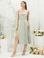 Sage Green Button Satin bridesmaid dresses NZ Bridal AA30511 Ceci c