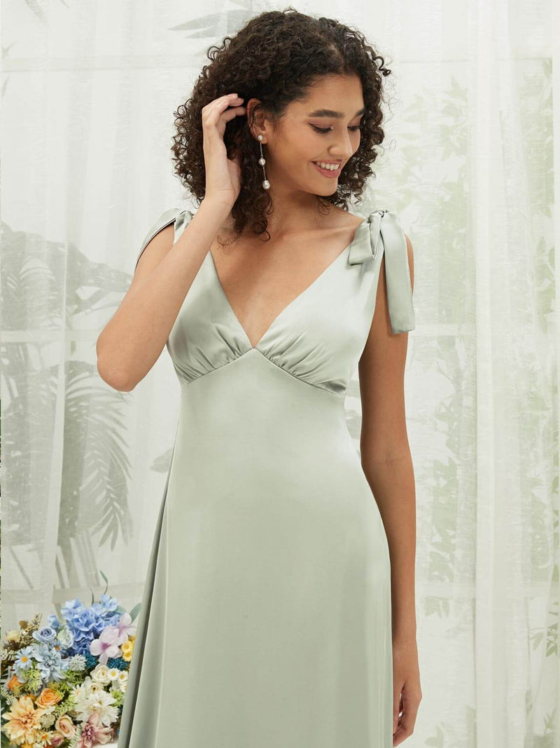 Sage Green ruffle Satin bridesmaid dresses NZ Bridal BH30512 Gloria d