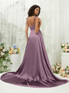 Spaghetti Straps Slit Satin bridesmaid dresses Chapel Train XC30113 Juliet NZ Bridal b