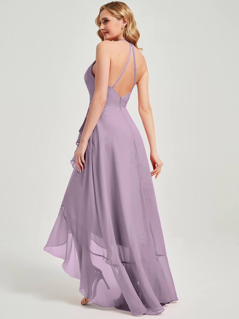 Dusty Purple Chiffon Bridesmaid Dress Kyomi With V Neckline