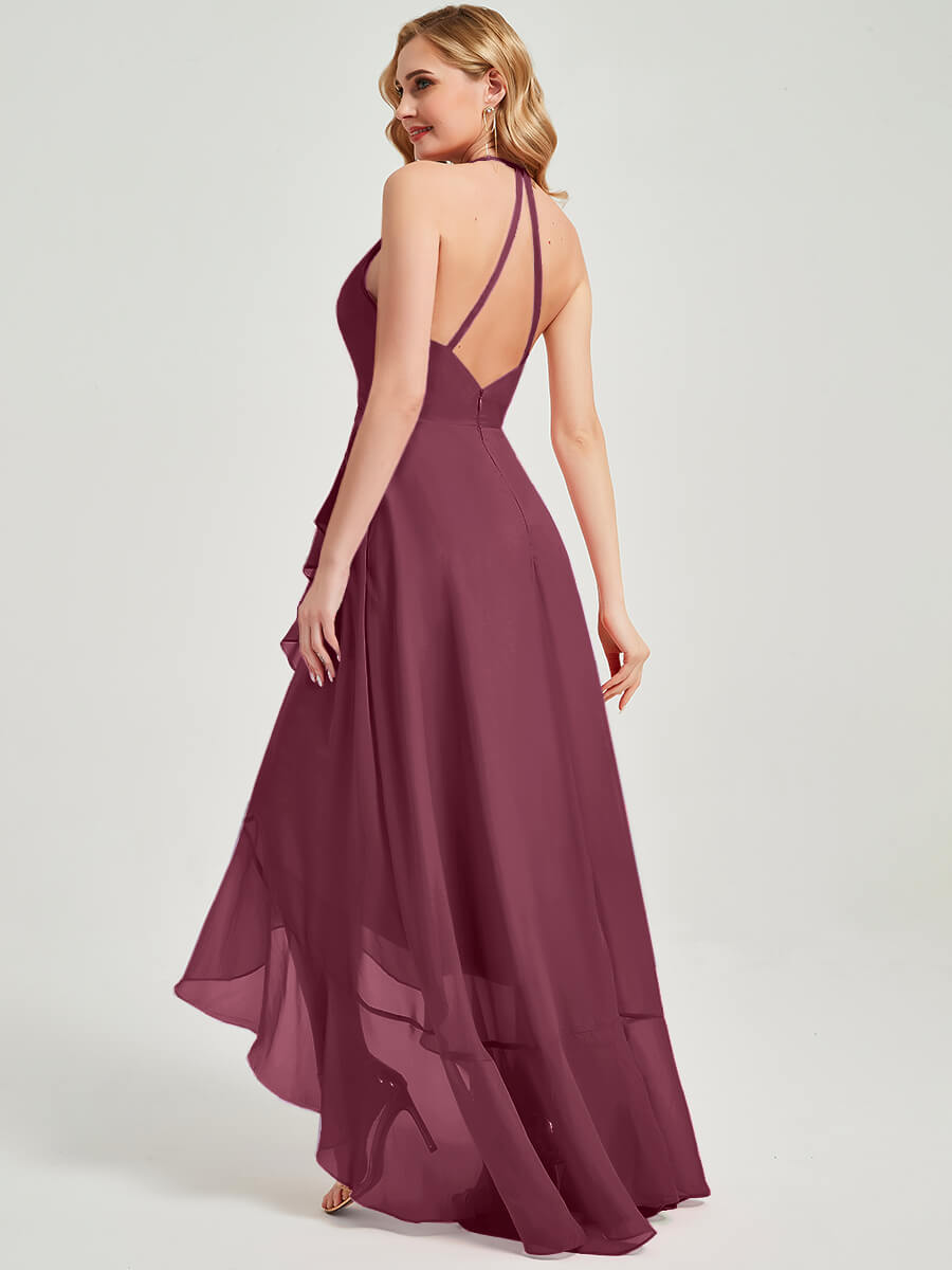 Mulberry Chiffon Bridesmaid Dress Kyomi With V Neckline