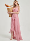 Kyomi Asymmetrical chiffon bridesmaid dress with V-cutting halter neck