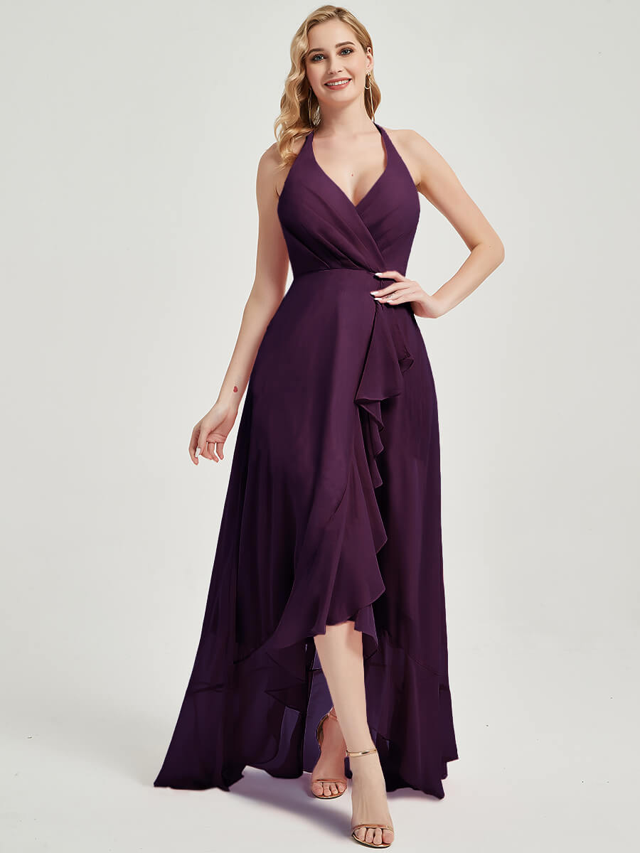 Plum Chiffon Bridesmaid Dress Kyomi With V Neckline