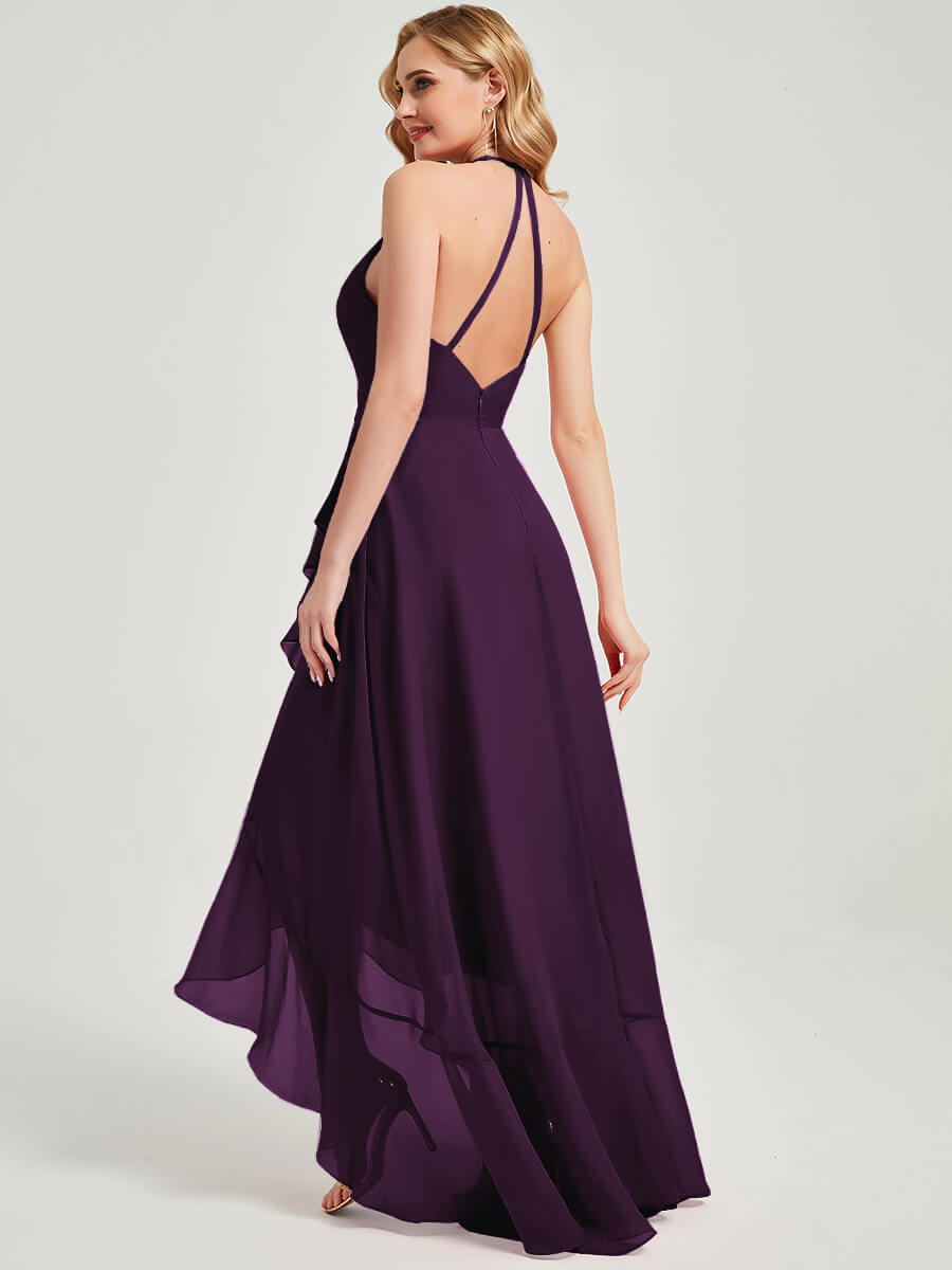 Plum Chiffon Bridesmaid Dress Kyomi With V Neckline