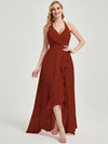 Rusty Red Chiffon Bridesmaid Dress Kyomi With V Neckline