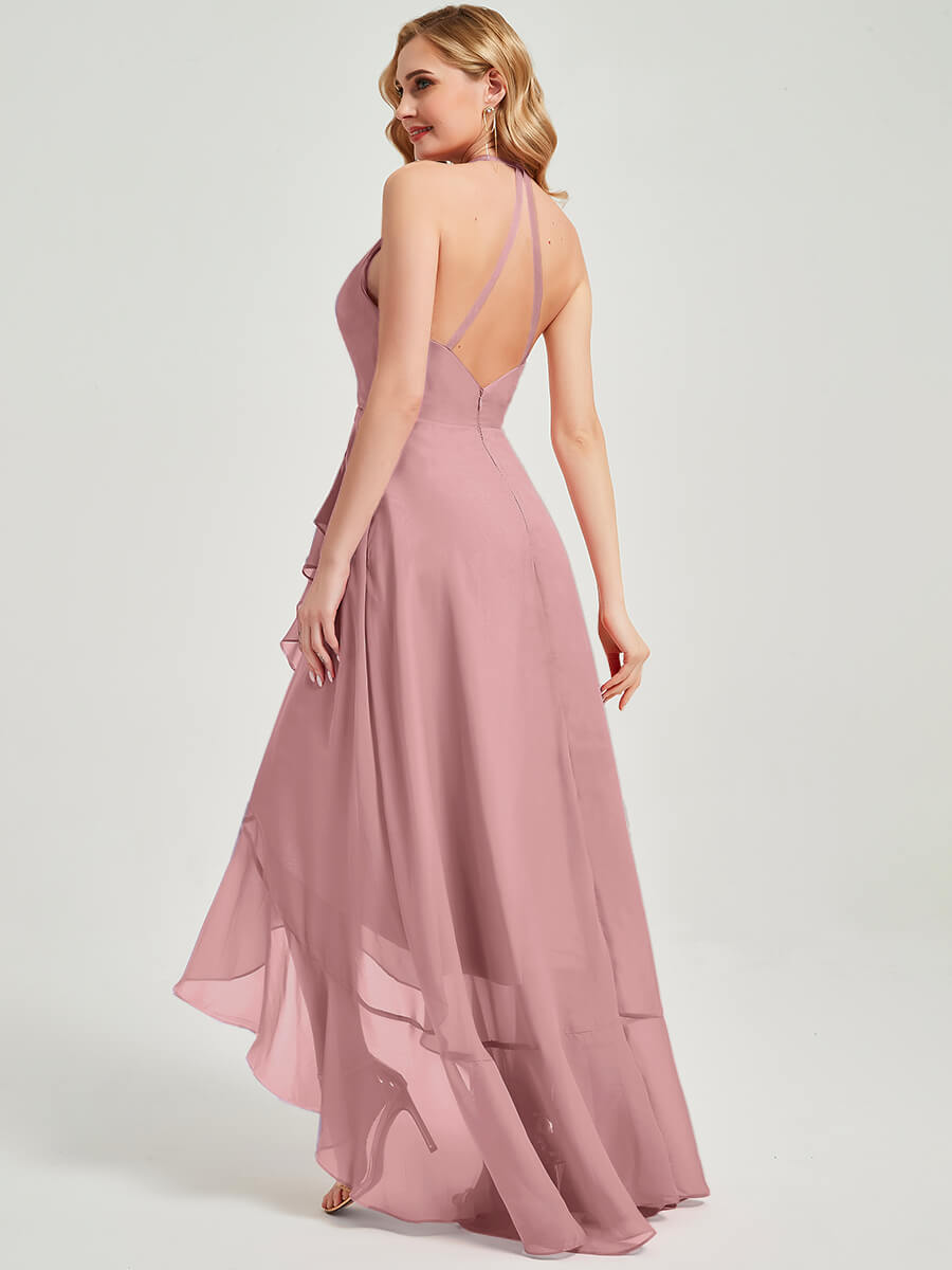 Vintage Mauve Chiffon Bridesmaid Dress Kyomi With V Neckline