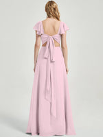 Blush Rushed V Cut Split Bridesmaid Dress Ella