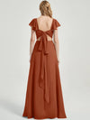 Burnt Orange Rushed V Cut Split Bridesmaid Dress Ella