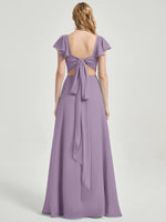 Dusty Purple Rushed V Cut Split Bridesmaid Dress Ella