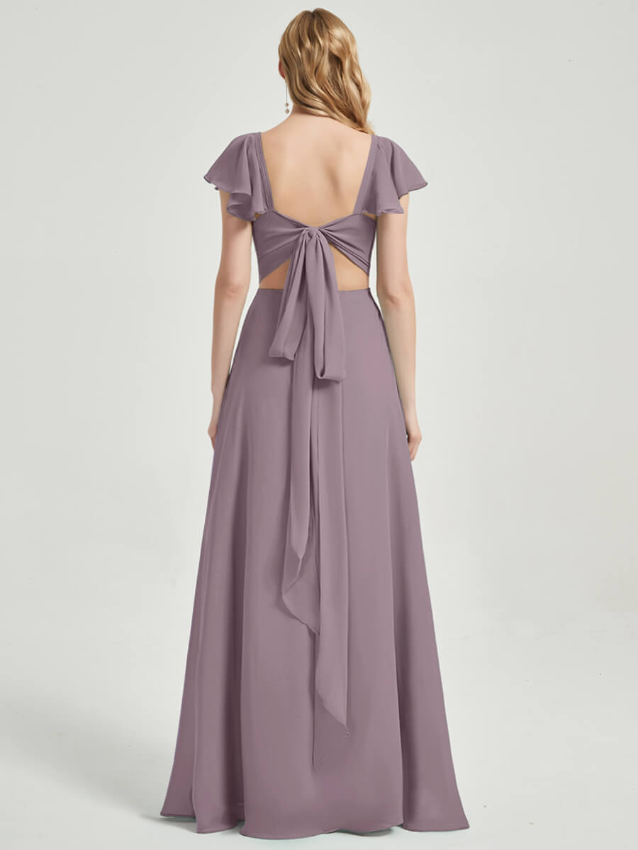 Dusk Rushed V Cut Split Bridesmaid Dress Ella