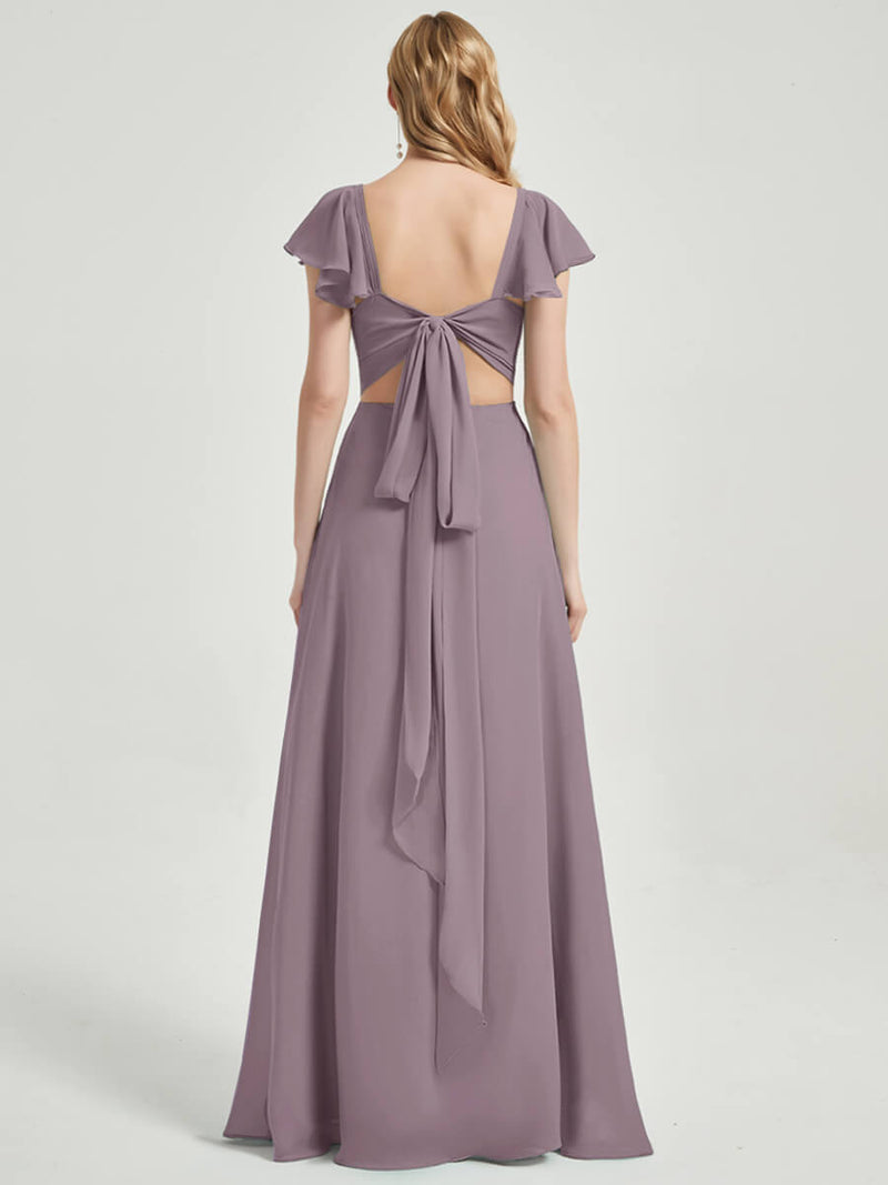 Dusk Rushed V Cut Split Bridesmaid Dress Ella