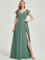 Eucalyptus  V Cut Split Bridesmaid Dress Ella