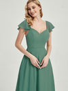 Eucalyptus Rushed V Cut Split Bridesmaid Dress Ella