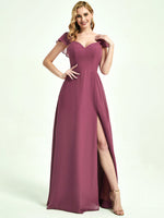 Mulberry rushed V Cut cutout bow empire Bridesmaid Dress.