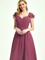 Chiffon Sweetheart V-neck cinched waist bridesmaid dress Ella