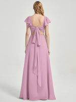 Mauve Rushed V Cut Split Bridesmaid Dress Ella