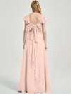 Pearl Pink Rushed V Cut Split Bridesmaid Dress Ella