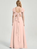 Pearl Pink Rushed V Cut Split Bridesmaid Dress Ella