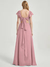 Vintage Mauve Rushed V Cut Split Bridesmaid Dress Ella