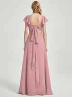 Vintage Mauve Rushed V Cut Split Bridesmaid Dress Ella