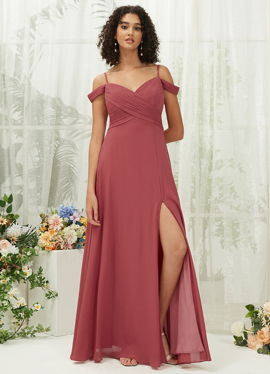 Desert Rose Chiffon Convertible Sweetheart Neckline A Line Floor Length Bridesmaid Dress Elegant Celia for Bridesmaids from NZ Bridal