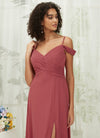 Desert Rose Chiffon Convertible Sweetheart Neckline A Line Floor Length Bridesmaid Dress Celia for Bridesmaids