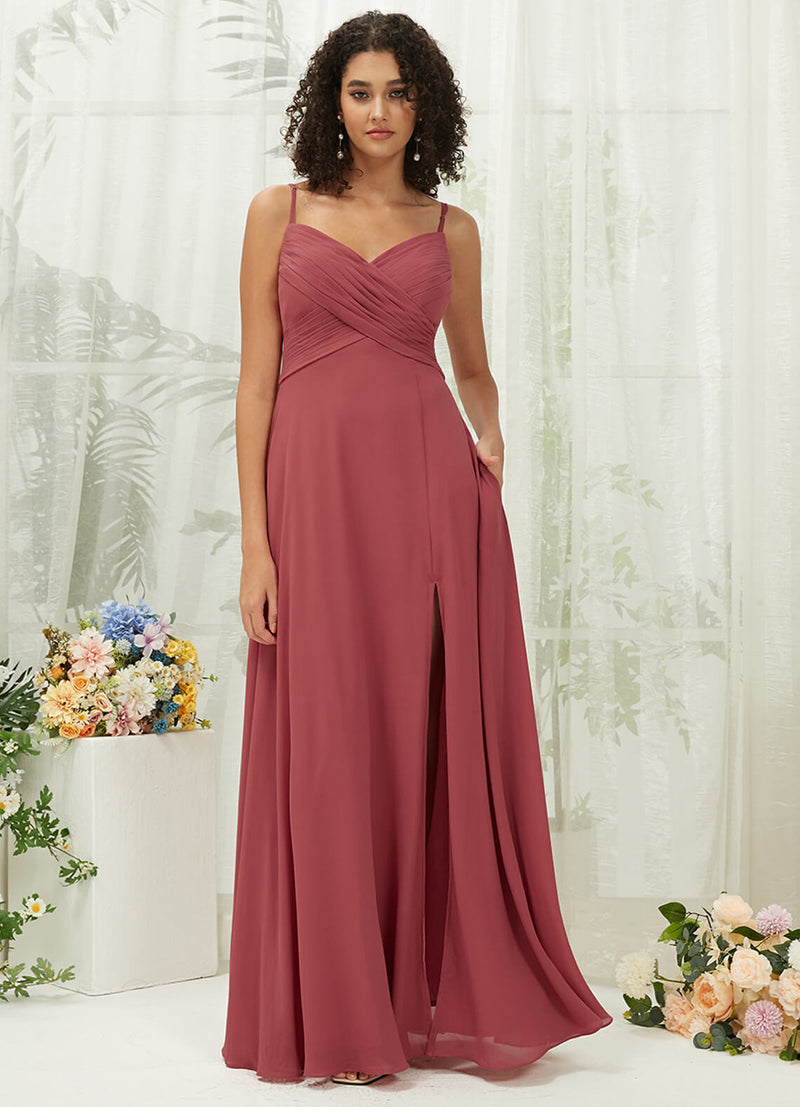 Desert Rose Chiffon Convertible Sweetheart Neckline A Line Floor Length Bridesmaid Dress Celia for Bridesmaids from NZ Bridal