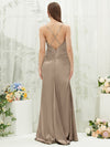 Taupe Pleated Spaghetti Straps Satin bridesmaid dresses NZ Bridal CA221470 Rory b