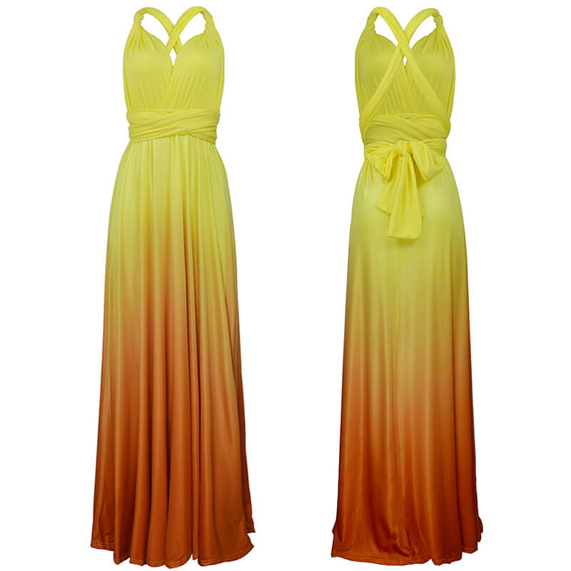 Women's Gradient Yellow Infinity Wrap Bridesmaid Dress