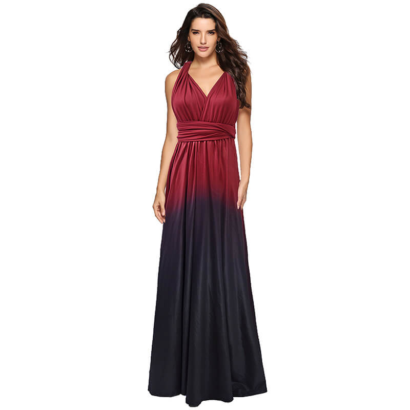 [Final Sale]Women's Gradient Burgundy Infinity Wrap Bridesmaid Dress