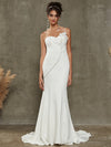 Diamond White Crepe Diamond Flower Mermaid Wedding Dress with Chapel Train Camelia