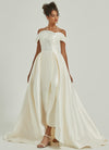 High Low Off-Shoulder A-Line Princess Homecoming Prom Ball Gown Wedding Dress Fiona